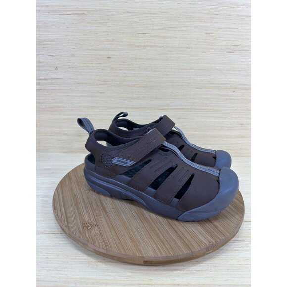 NEW Crocs Yukon Fisherman Brown Leather Sandals Mens Size 7 - Picture 3 of 8